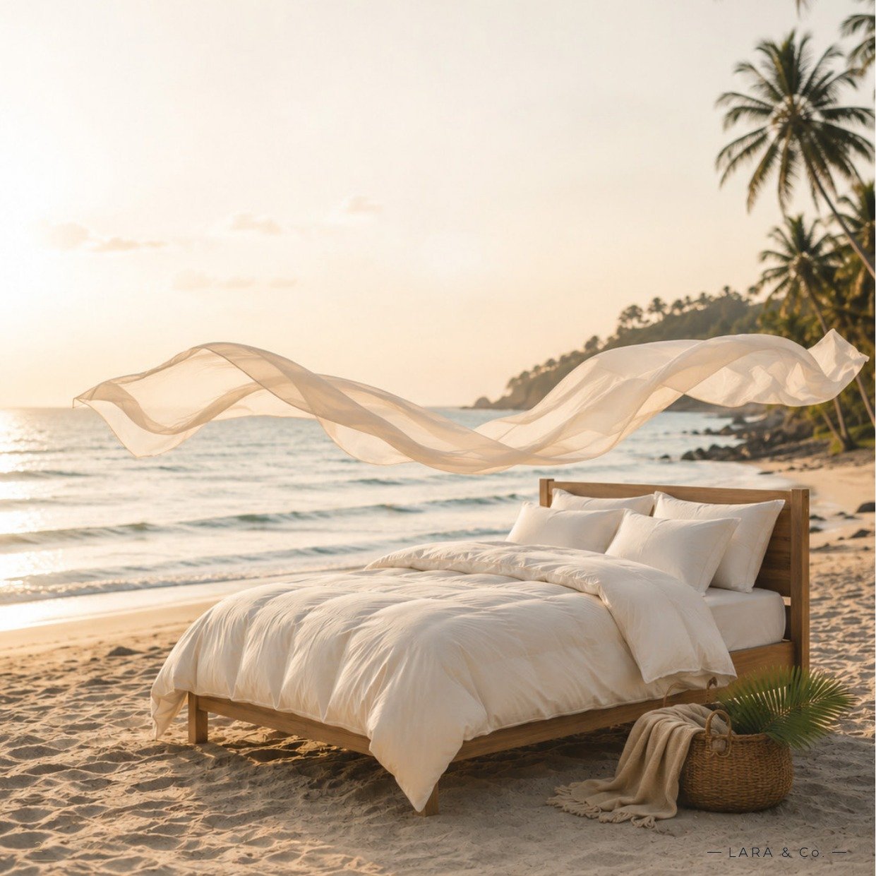 Lara & Co. bed linen styled on location in Sri Lanka